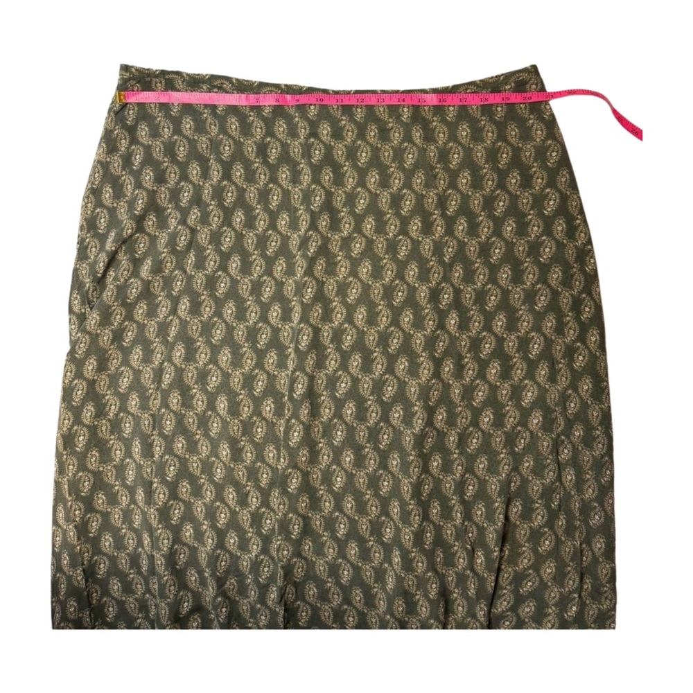 Field Manor Woman 3X Paisley Silk Skirt Olive Green Lined - Picture 4 of 11